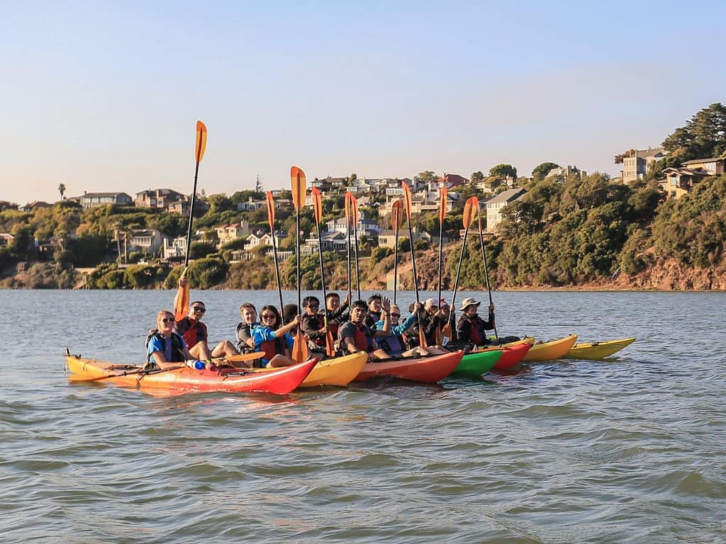 people kayaking