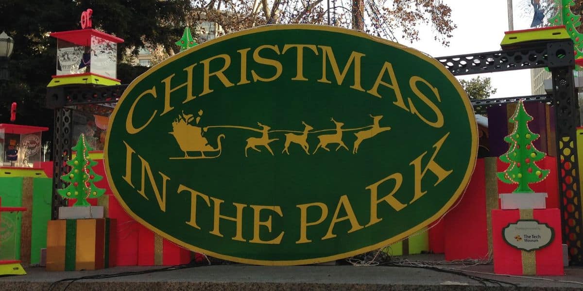 christmas in the park sign