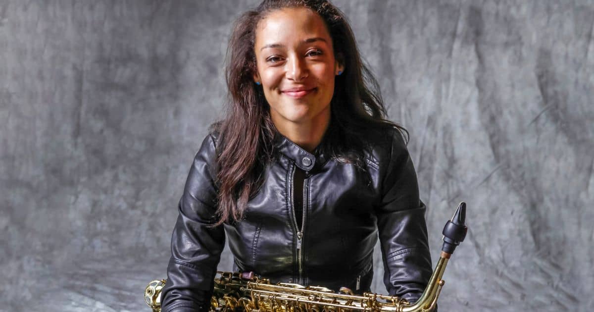 vanessa collier with her saxophone