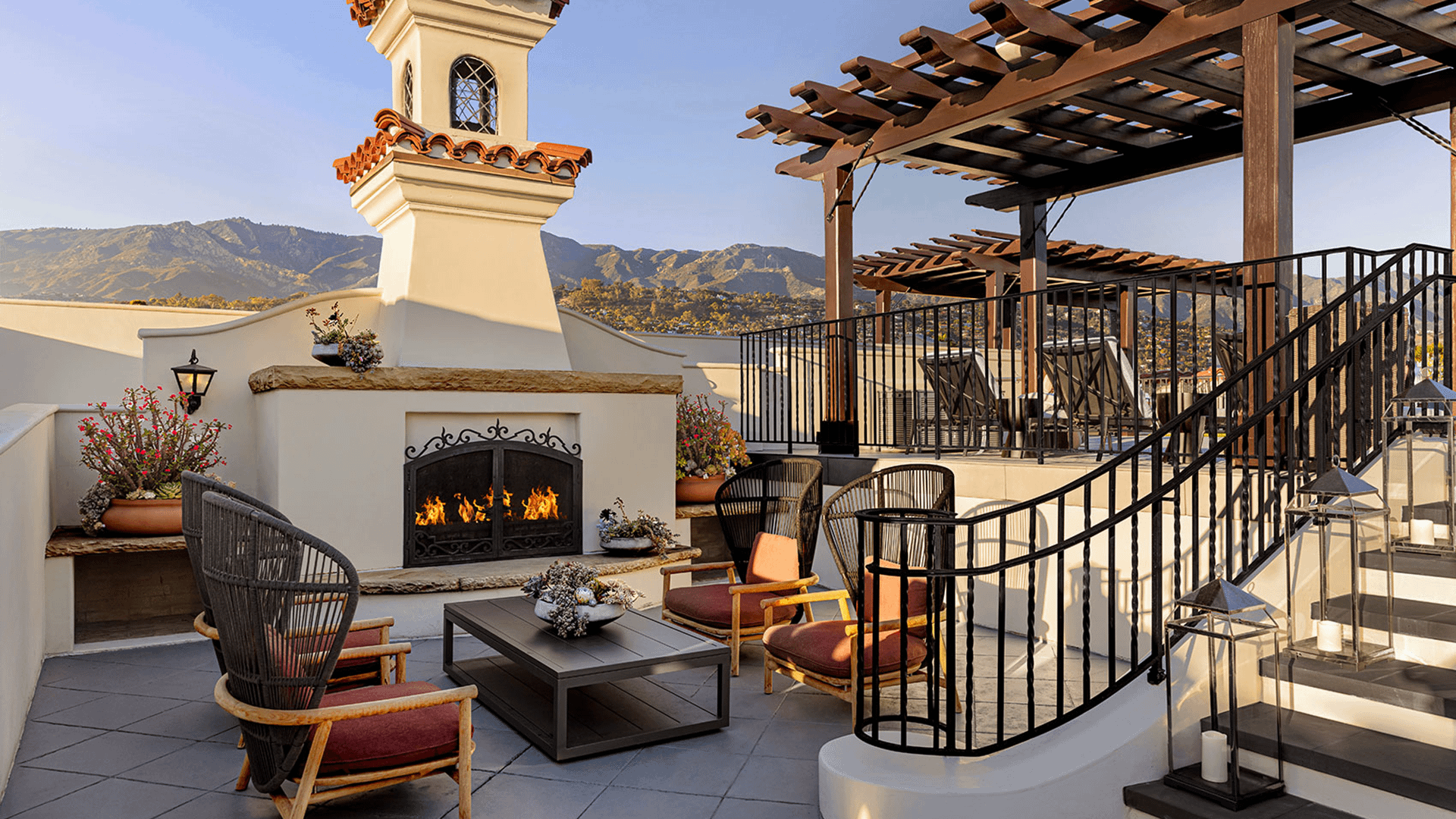 Kimpton Canary Hotel, rooftop pool and fireplace, SB, Photo Courtesy of Kimpton Canary Hotel