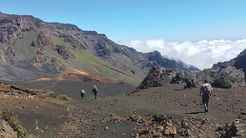 Rangers hiking out of crater-Do-Big Island-Haleakalā NP-Credit NPS Photo _ Hannah Mousavi-800x450