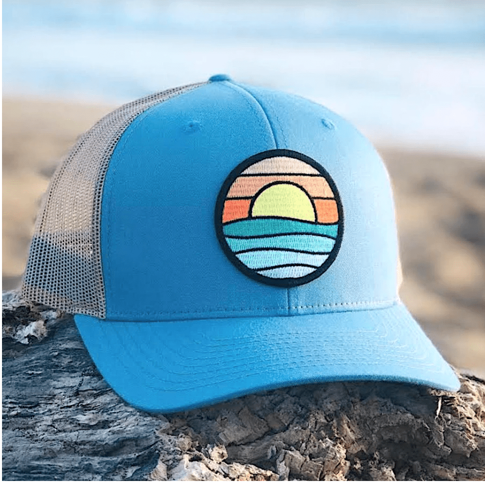 Tommy breeze hat CURVED-BRIM TRUCKER (OCEAN/SAND) WITH SERENITY PATCH