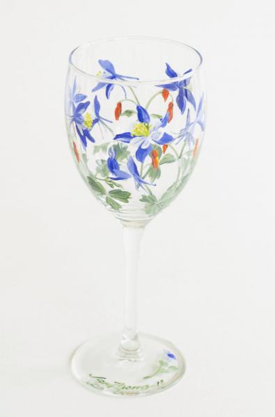 Hand-painted Floral Wine Glass, Novato, Handmade in Marin